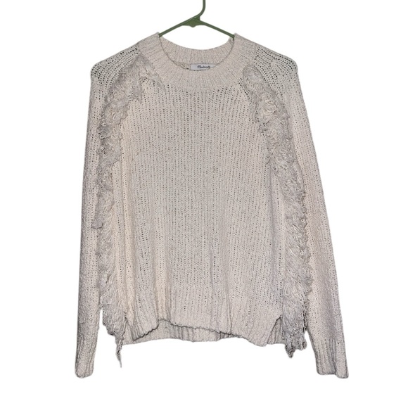 Madewell Loop Edge Fringe Pullover Knit Sweater In Ivory Sz XS - Picture 1 of 12